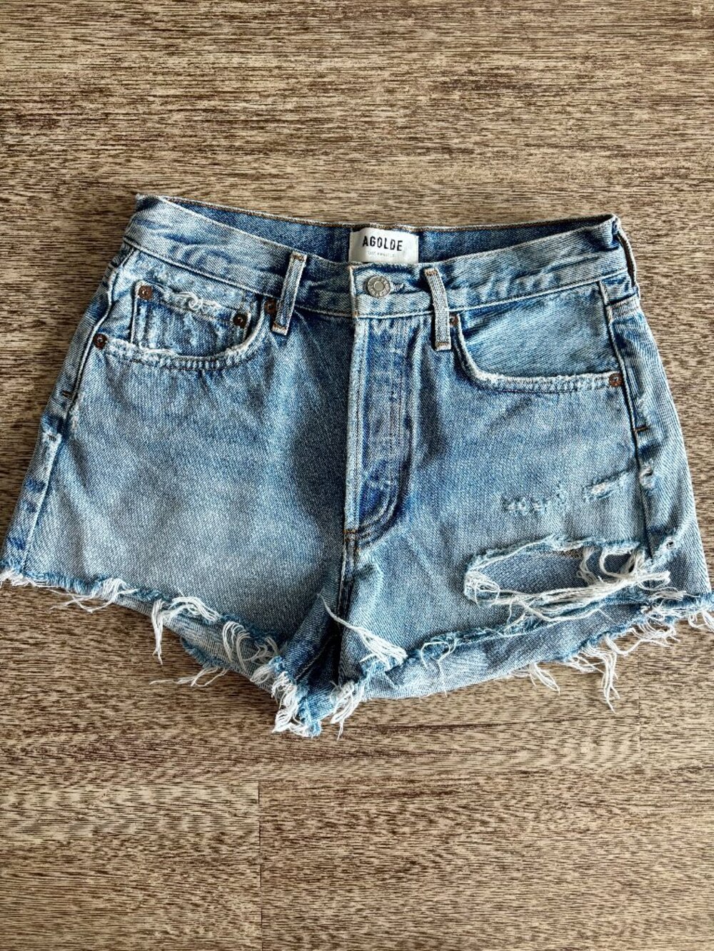 Agolde Light Blue Denim Shorts